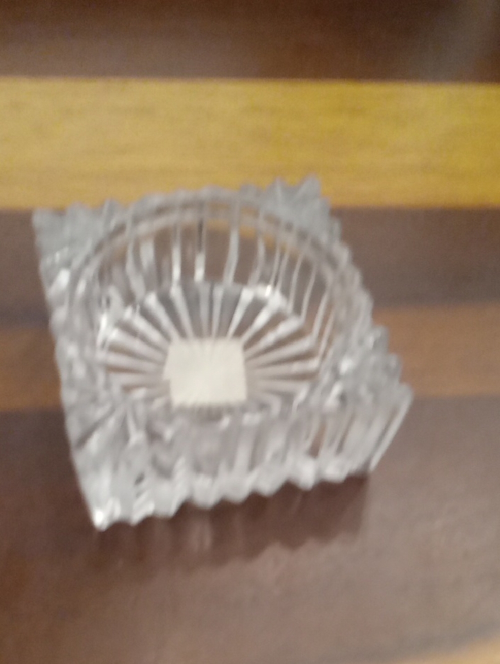 Clear Glass Square Ashtray with Ribbed Design